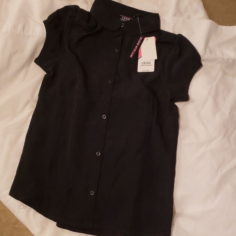 Izod Blouse with Cami - Navy Blue - Short Sleeve